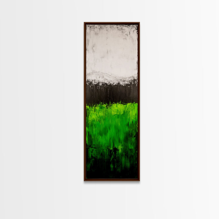 Abstract Green Field, Minimalist Landscape Painting, Modern Nature Art, Canvas Print, Vibrant Green Wall Decor, Contemporary Home Art