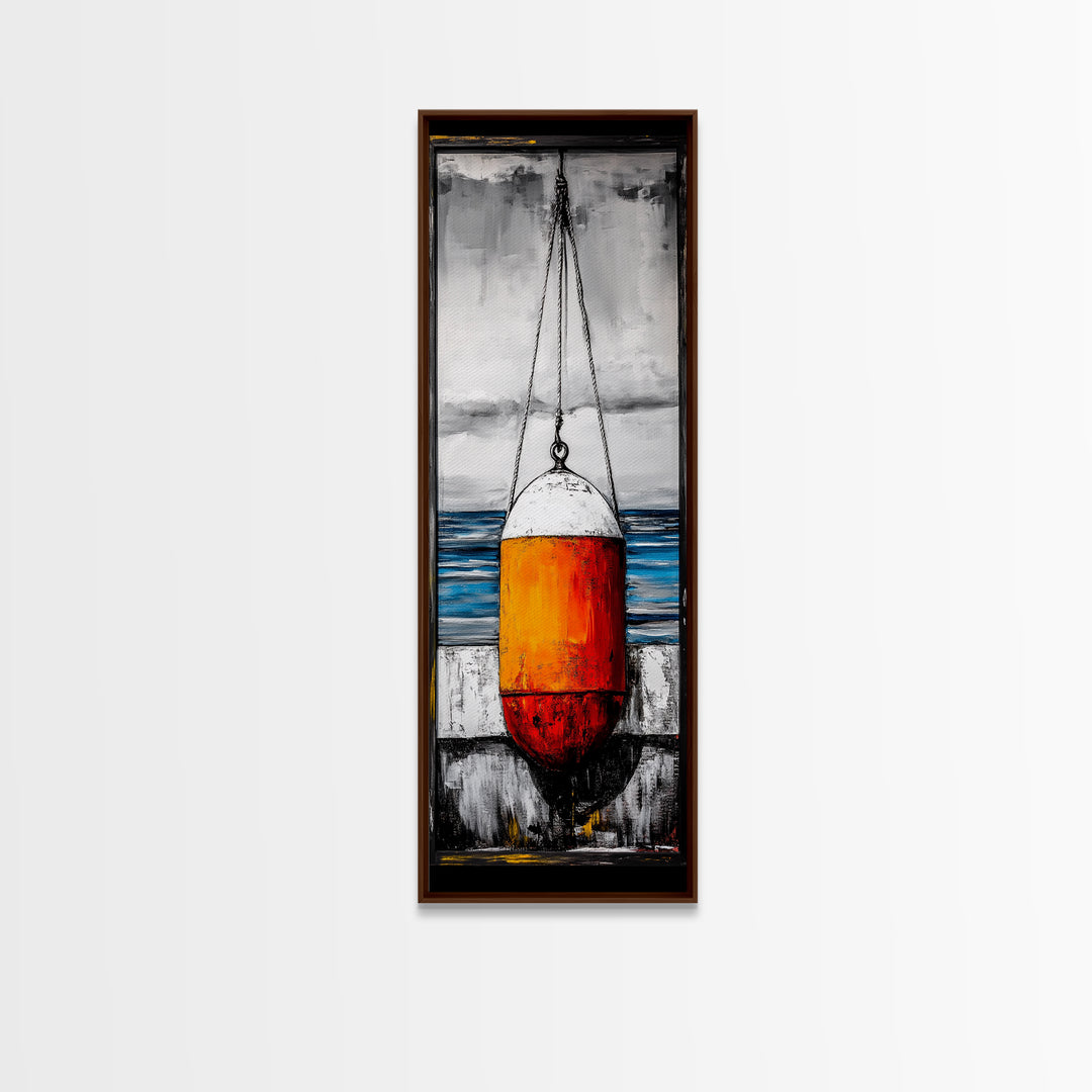 Nautical Buoy, Coastal Wall Art, Beach House Decor, Ocean Art, Framed Canvas Print, Maritime Art, Living Room Wall Art, Minimalist Style