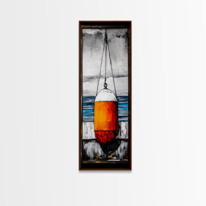 Nautical Buoy, Coastal Wall Art, Beach House Decor, Ocean Art, Framed Canvas Print, Maritime Art, Living Room Wall Art, Minimalist Style