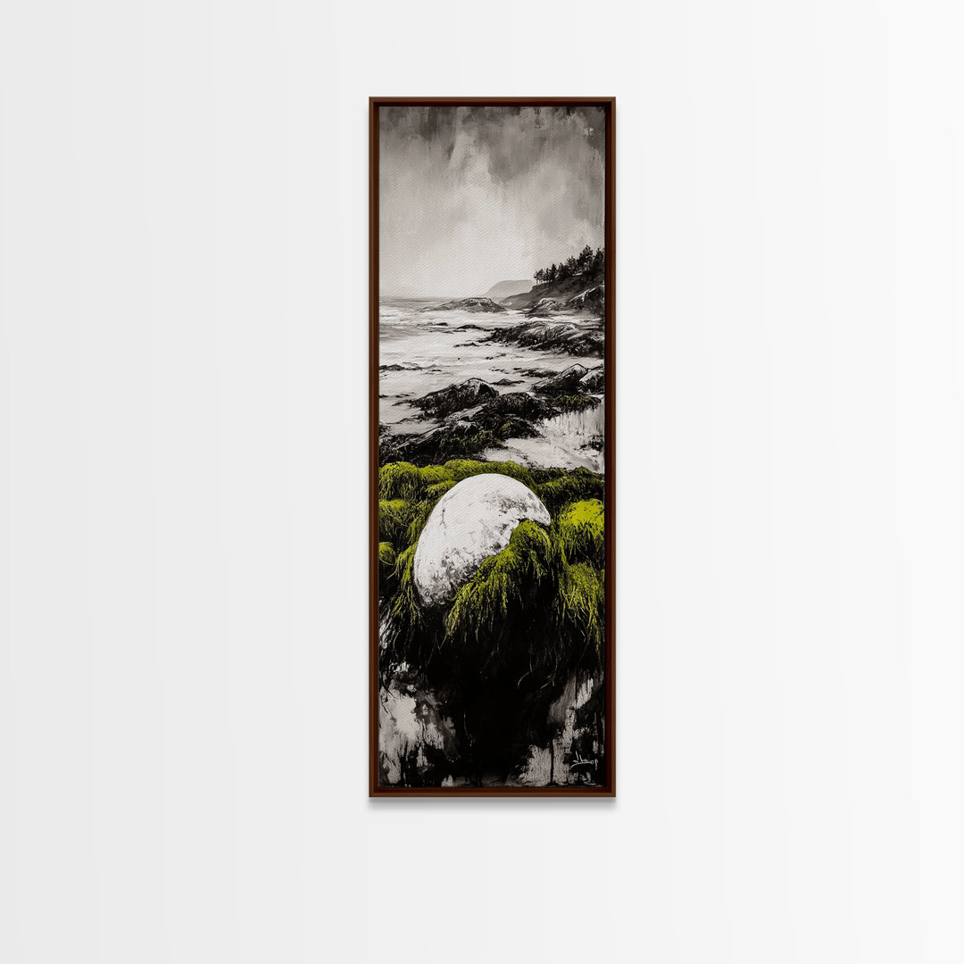 Coastal Rock, Ocean Landscape, Framed Canvas Print, Seascape Wall Art, Beach House Decor, Nautical Artwork, Minimalist Art, Bedroom Art