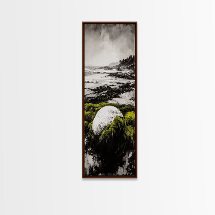 Coastal Rock, Ocean Landscape, Framed Canvas Print, Seascape Wall Art, Beach House Decor, Nautical Artwork, Minimalist Art, Bedroom Art