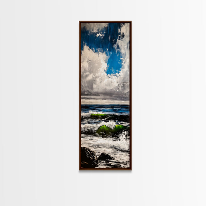 Ocean Wave Painting, Coastal Wall Art, Blue and Green Seascape, Nautical Artwork, Modern Beach House Decor, Living Room Art, Canvas Print