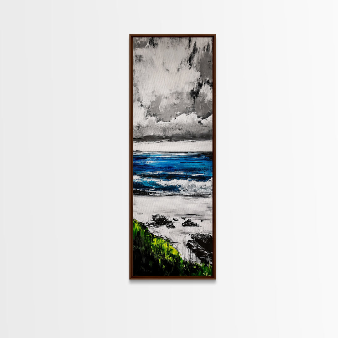 Ocean Horizon Painting, Abstract Seascape Art, Blue and Green Coastal Decor, Contemporary Nautical Art, Dining Room Wall Art, Canvas Print