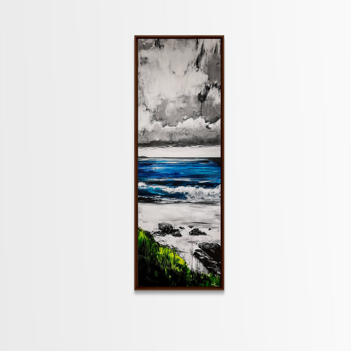 Ocean Horizon Painting, Abstract Seascape Art, Blue and Green Coastal Decor, Contemporary Nautical Art, Dining Room Wall Art, Canvas Print