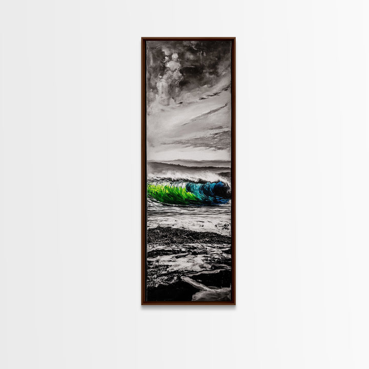 Ocean Landscape Painting, Coastal Art, Beach House Decor, Serene Seascape, Blue and Green Artwork, Living Room Art, Framed Canvas Print