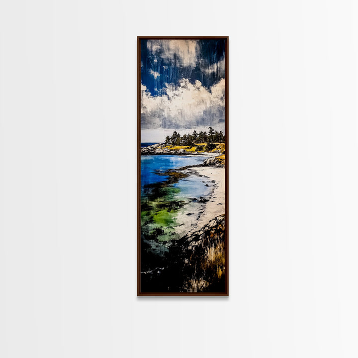 Coastal View, Ocean Serenity, Beach Scene, Tranquil Art, Framed Canvas Print, Living Room Wall Art, Seascape Painting, Nautical Home Decor