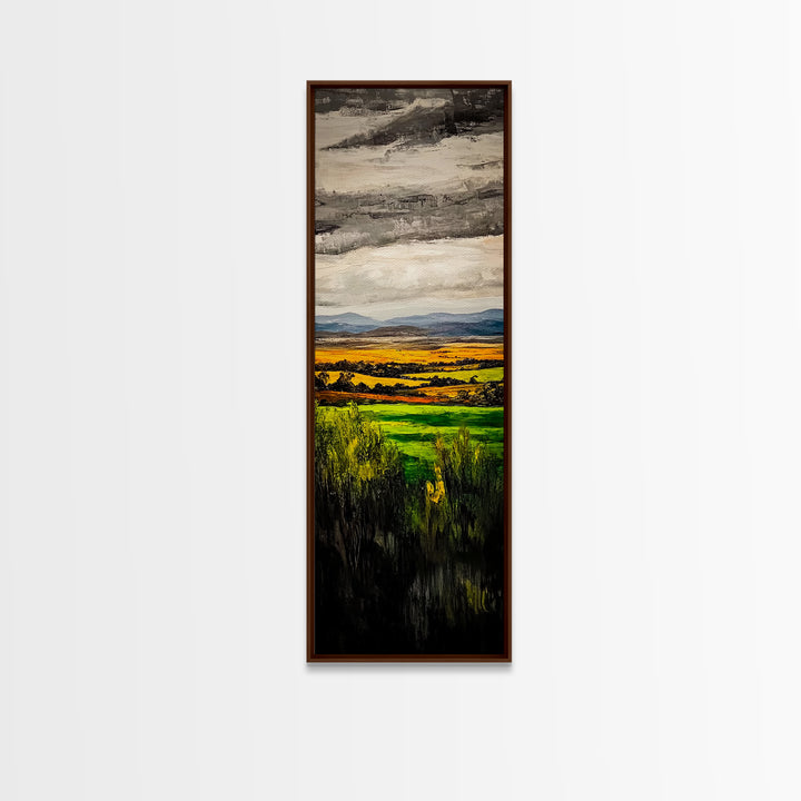 Rolling Fields, Golden Hills, Autumn Landscape, Rustic Home Decor, Living Room Art, Framed Canvas Print, Nature Wall Art