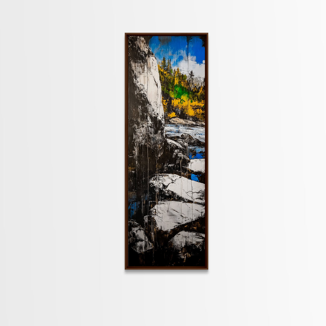 Rugged Cliffs, Rocky Shore, Coastal Scene, Framed Canvas Print, Seaside Decor, Nautical Wall Art, Ocean View, Beach House Decor