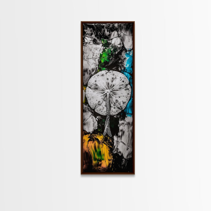 Abstract Mushroom, Black White Art, Modern Wall Decor, Framed Canvas Print, Living Room Art, Minimalist Painting, Unique Gift