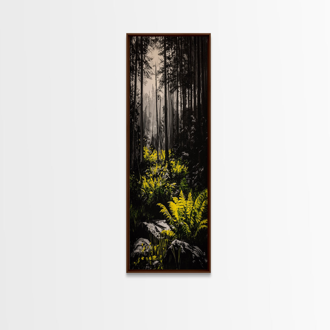 Forest, Ferns, Nature, Canvas Print, Dark Green Wall Art, Botanical Decor, Woodland Artwork, Tranquil Nature Scene, Earthy Home Accent