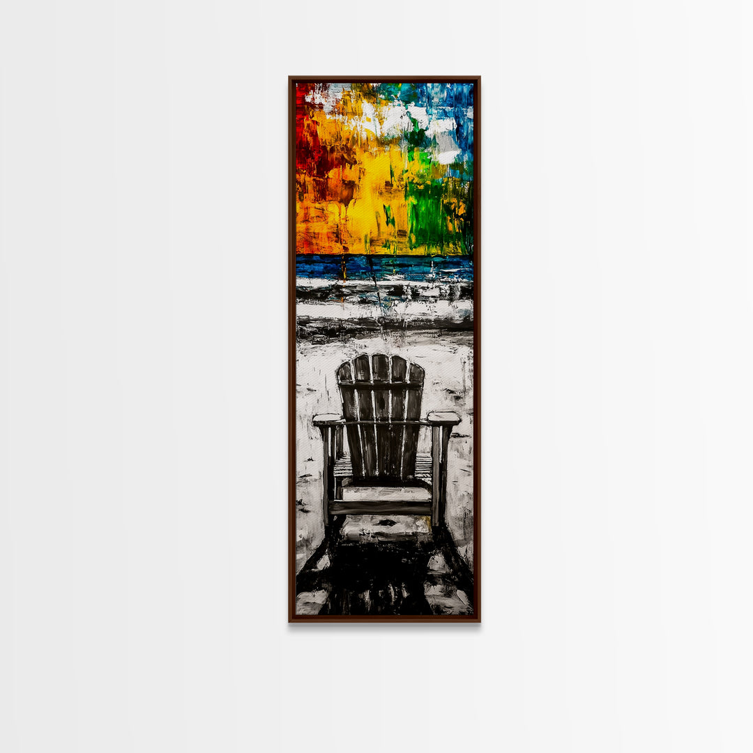 Beach Chair, Coastal Wall Art, Relaxation Painting, Framed Canvas Print, Seaside Decor, Nautical Art, Living Room Wall Art, Summer Vibes