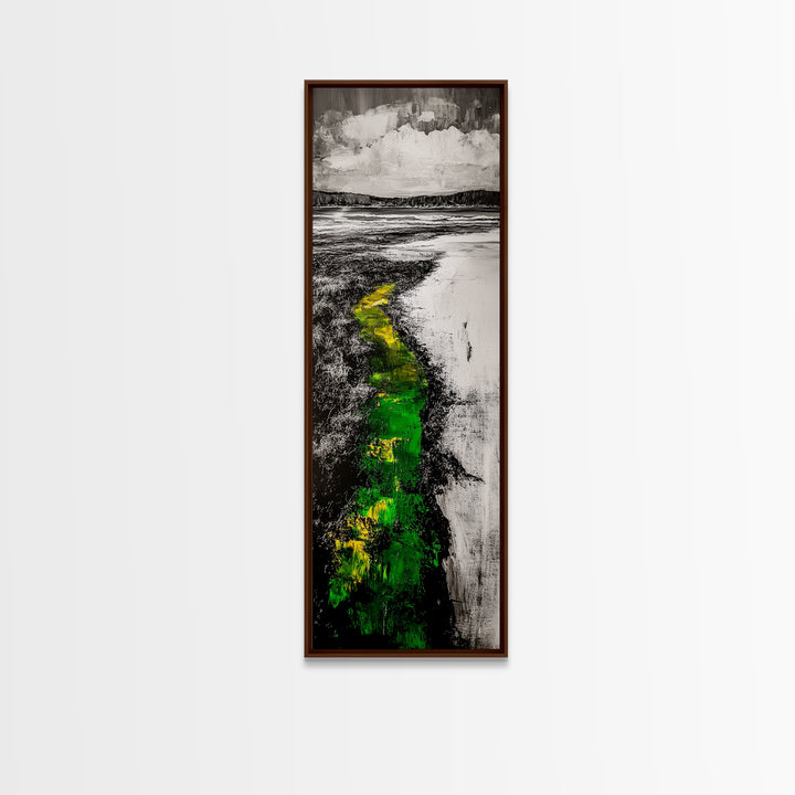 Pathway Landscape, Green and Yellow Art, Rustic Wall Art, Nature Inspired Canvas Print, Office Art, Minimalist Decor, Country Home Art