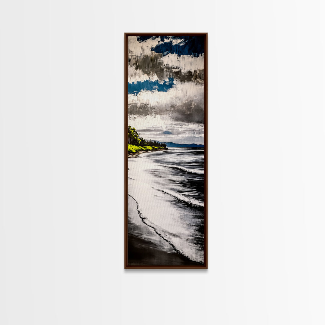 Coastal Shoreline, Blue and Green Art, Beach Wall Art, Ocean Canvas Print, Nautical Home Decor, Large Wall Art, Modern Living Room Art