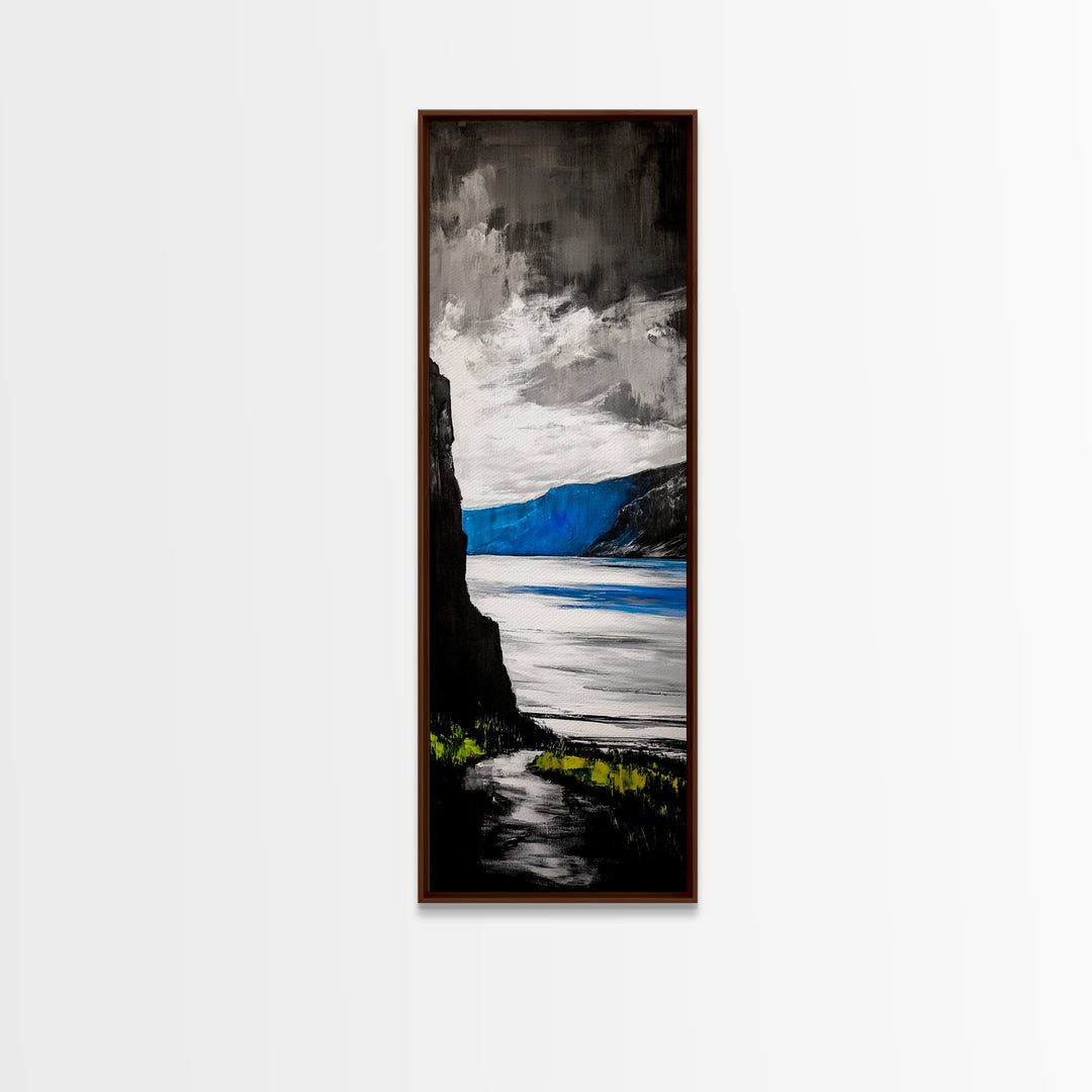 Coastal Cliffs, Ocean Landscape, Abstract Seascape, Modern Art, Canvas Print, Living Room Wall Art, Blue Gray Art, Minimalist Decor