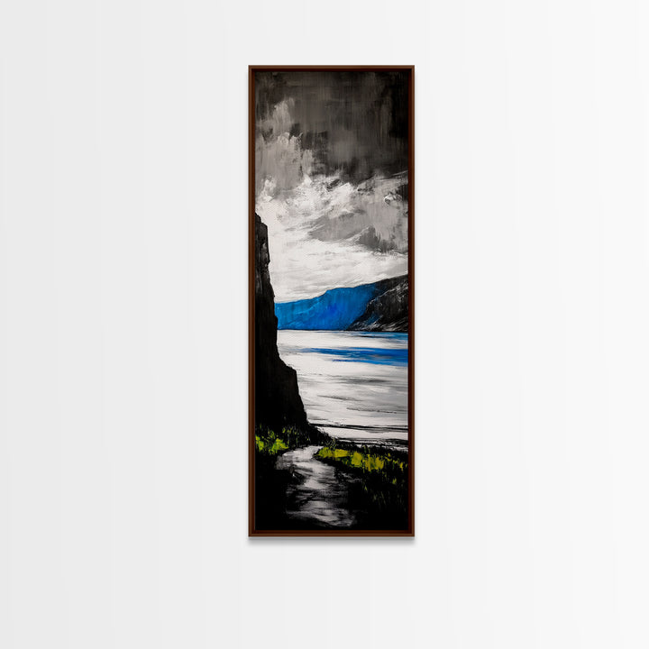 Coastal Cliffs, Ocean Landscape, Abstract Seascape, Modern Art, Canvas Print, Living Room Wall Art, Blue Gray Art, Minimalist Decor