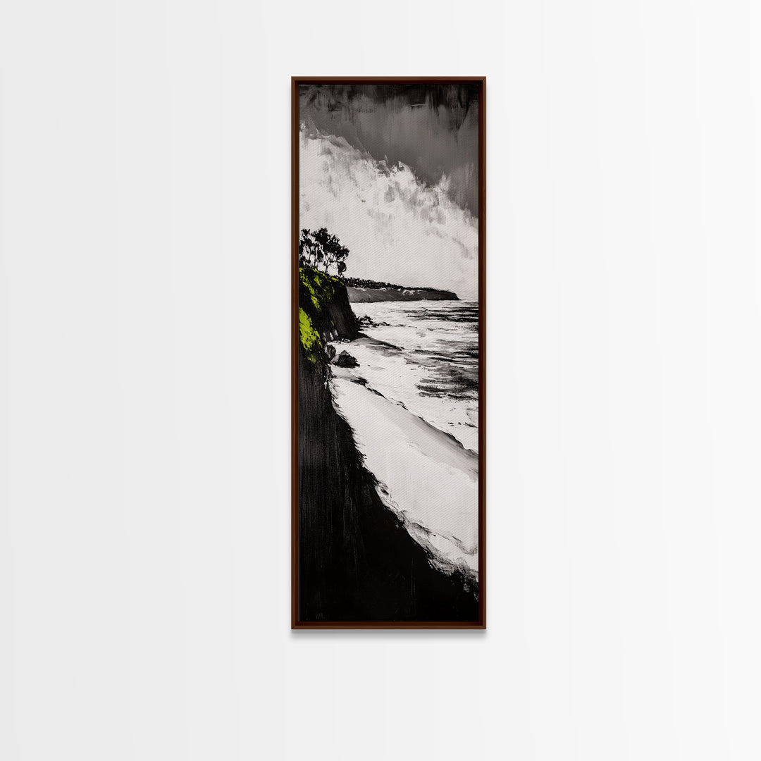 Rocky Shoreline, Ocean Waves, Abstract Seascape, Canvas Print, Nautical Wall Art, Coastal Home Decor, Modern Art, Blue White Painting