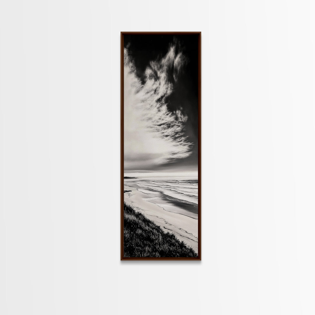 Beach Sunset, Coastal Wall Art, Seascape Painting, Ocean Waves, Framed Canvas Print, Minimalist Decor, Bedroom Wall Art, Gift Idea