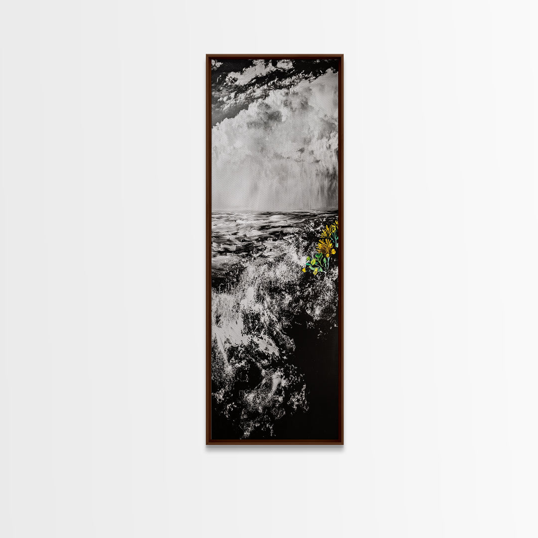Ocean Storm, Dramatic Seascape, Black and White Art, Framed Canvas Print, Coastal Wall Decor, Moody Art, Unique Gift