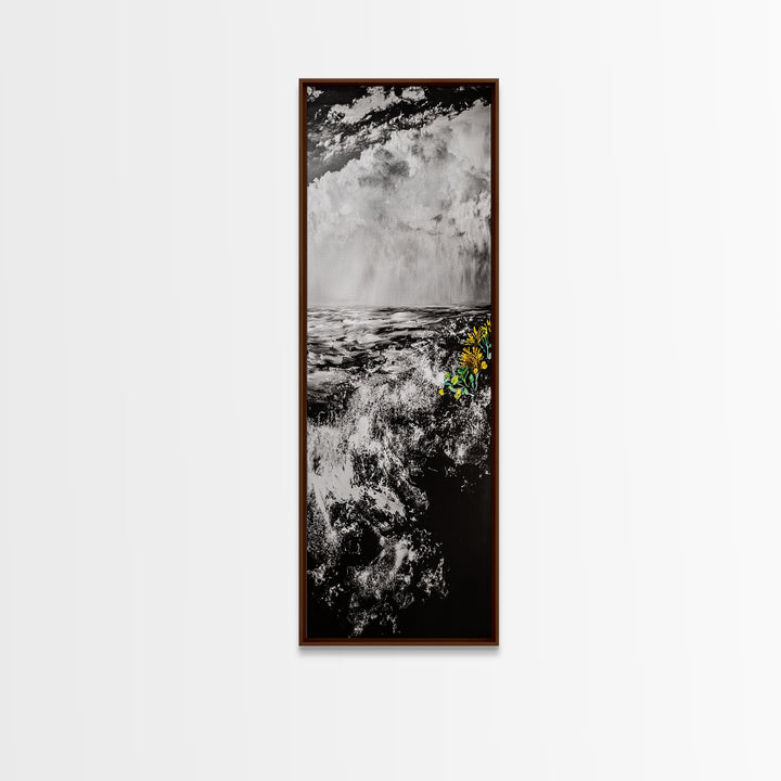Ocean Storm, Dramatic Seascape, Black and White Art, Framed Canvas Print, Coastal Wall Decor, Moody Art, Unique Gift