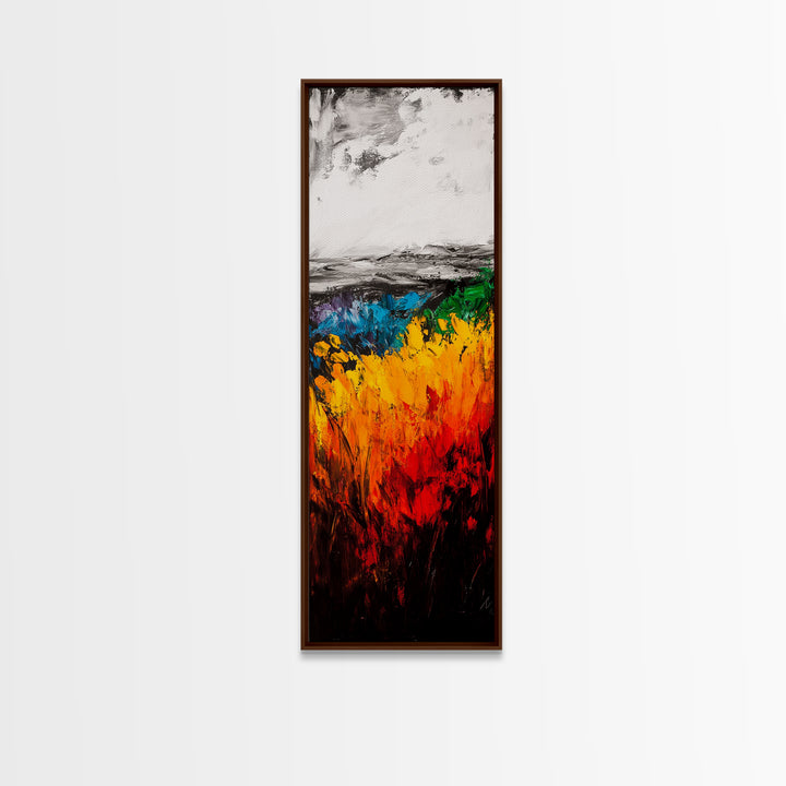 Vibrant Field Painting, Abstract Landscape Art, Bold Colorful Decor, Framed Canvas Print, Boho Wall Art, Living Room Statement Piece