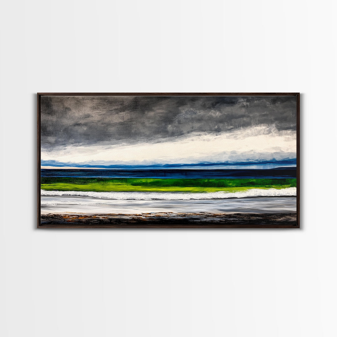 Ocean Wave, Green Waters, Seascape, Canvas Print, Coastal Wall Art, Nautical Decor, Beach House Art, Large Ocean Painting