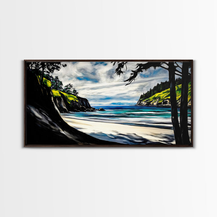 Coastal View, Ocean Cliffs, Nature Scene, Canvas Print, Beach Wall Art, Relaxing Home Decor, Nautical Theme, Large Seascape Painting