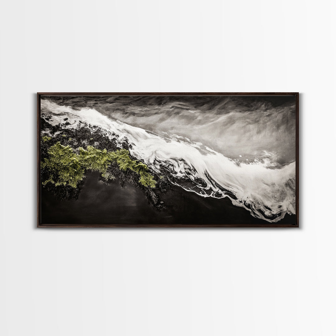 Abstract Ocean Waves, Coastal Wall Art, Modern Seascape Painting, Monochrome Beach Decor, Minimalist Black White Art, Canvas Print