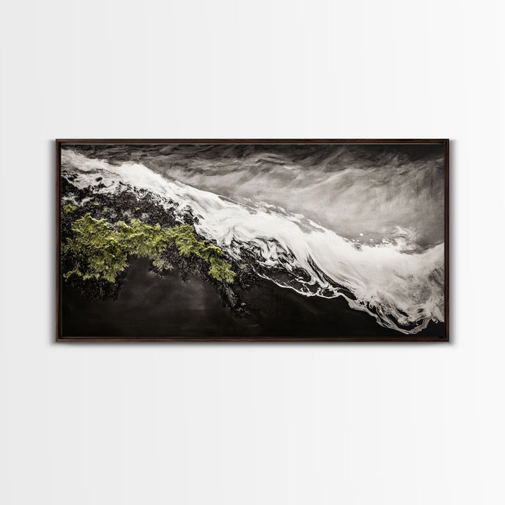 Abstract Ocean Waves, Coastal Wall Art, Modern Seascape Painting, Monochrome Beach Decor, Minimalist Black White Art, Canvas Print