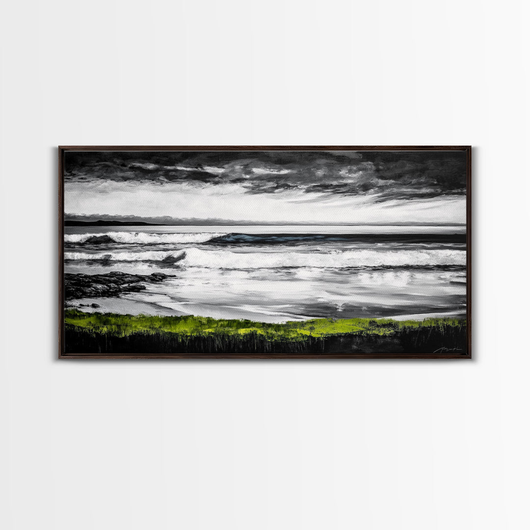 Stormy Coast, Ocean Waves, Black and White Seascape, Coastal Home Decor, Nautical Art, Living Room Wall Art, Canvas Print