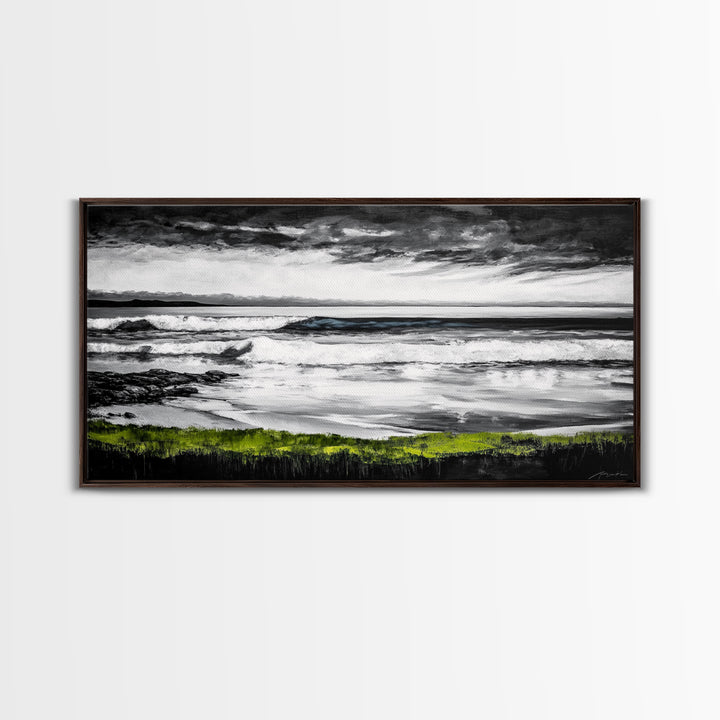 Stormy Coast, Ocean Waves, Black and White Seascape, Coastal Home Decor, Nautical Art, Living Room Wall Art, Canvas Print