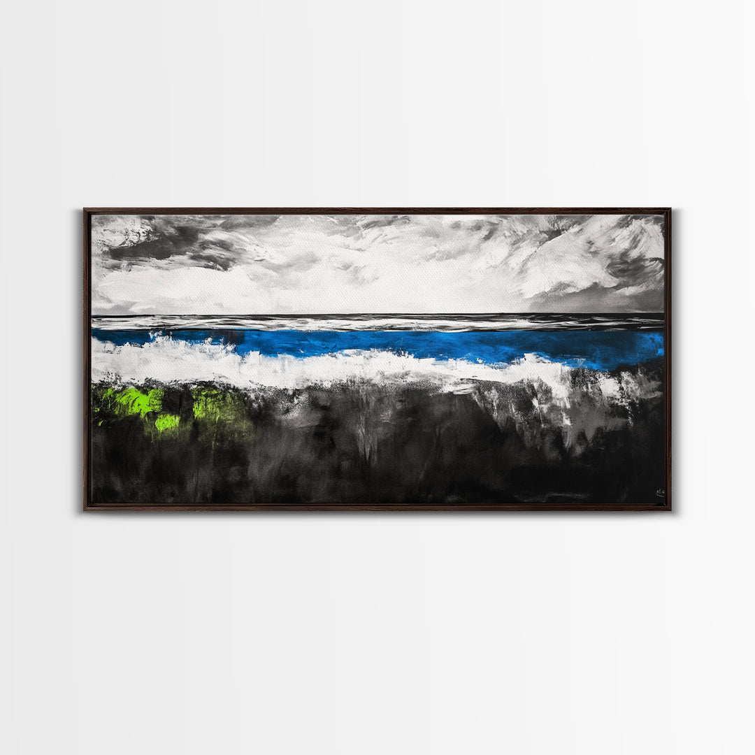 Abstract Ocean, Minimalist Seascape, Modern Coastal Wall Art, Ocean View, Nautical Home Decor, Framed Canvas Print, Beach House Art