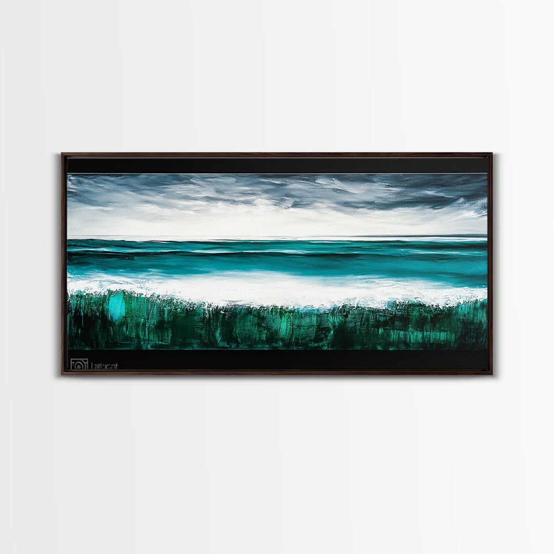 Ocean Waves, Blue Sea, Modern Coastal Art, Framed Canvas Print, Large Wall Art, Beach House Decor, Minimalist Art, Living Room Wall Art