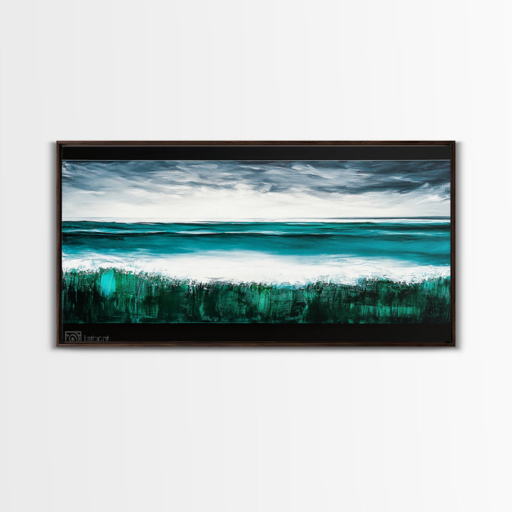 Ocean Waves, Blue Sea, Modern Coastal Art, Framed Canvas Print, Large Wall Art, Beach House Decor, Minimalist Art, Living Room Wall Art