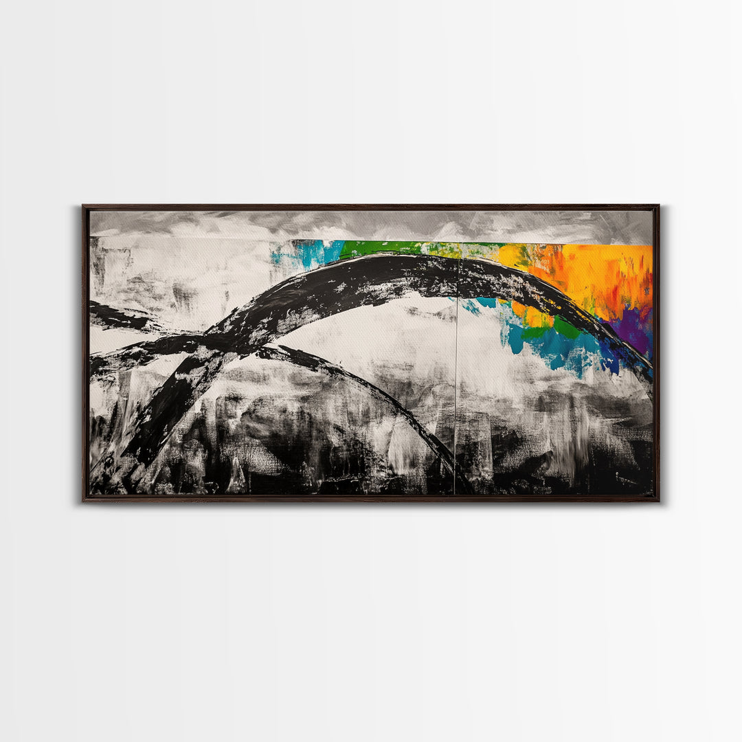 Abstract Arch, Black and White Art, Minimalist Style, Modern Abstract, Contemporary Painting, Neutral Tones, Office Wall, Canvas Print