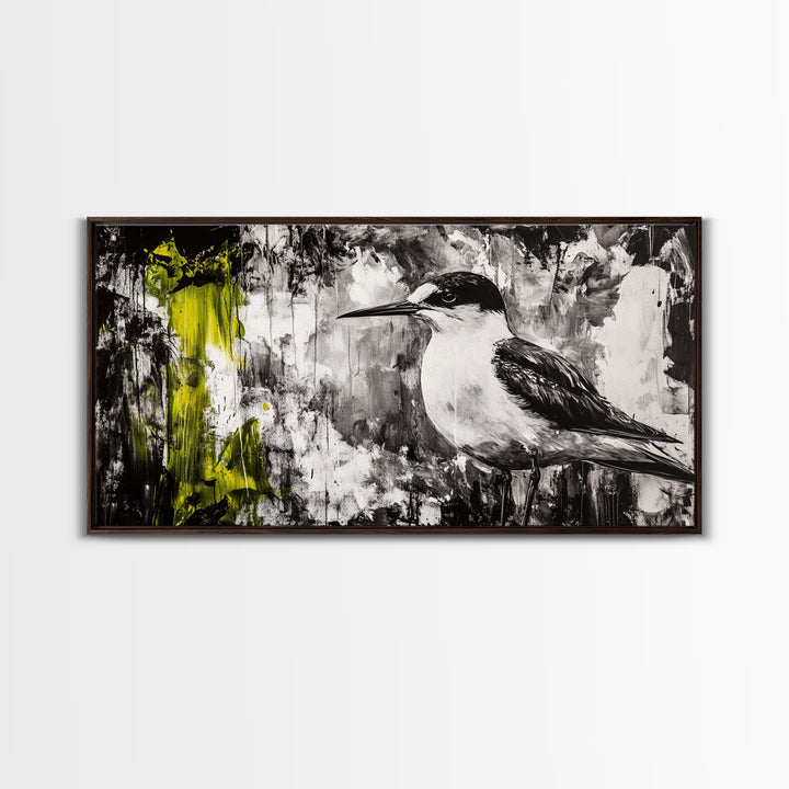 Black and White Bird, Modern Abstract, Minimalist Art, Canvas Print, Nature Wall Art, Office Wall Art, Boho Aesthetic Decor