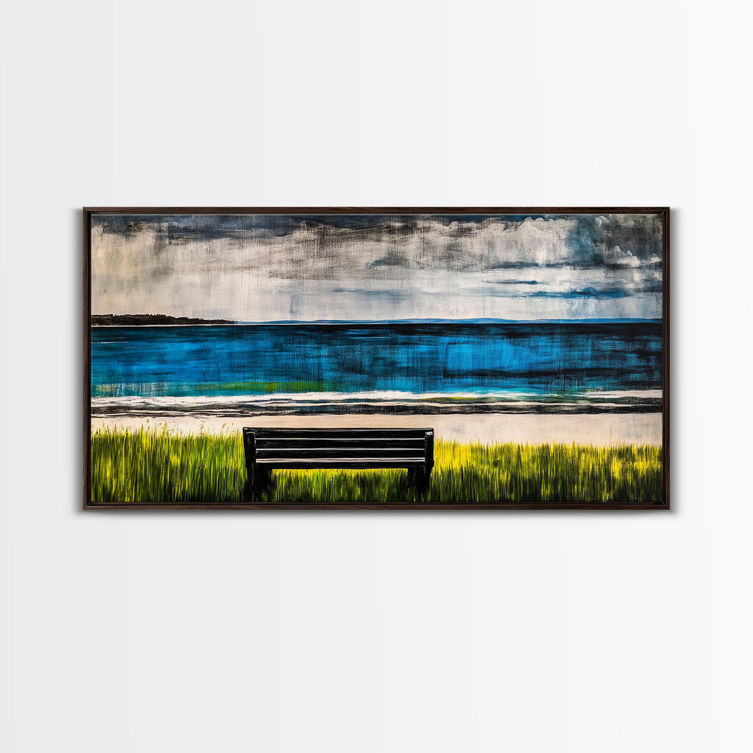 Beach View, Ocean Wall Art, Coastal Home Decor, Blue Canvas Print, Nature Artwork, Living Room Art, Nautical Art, Summer Wall Decor