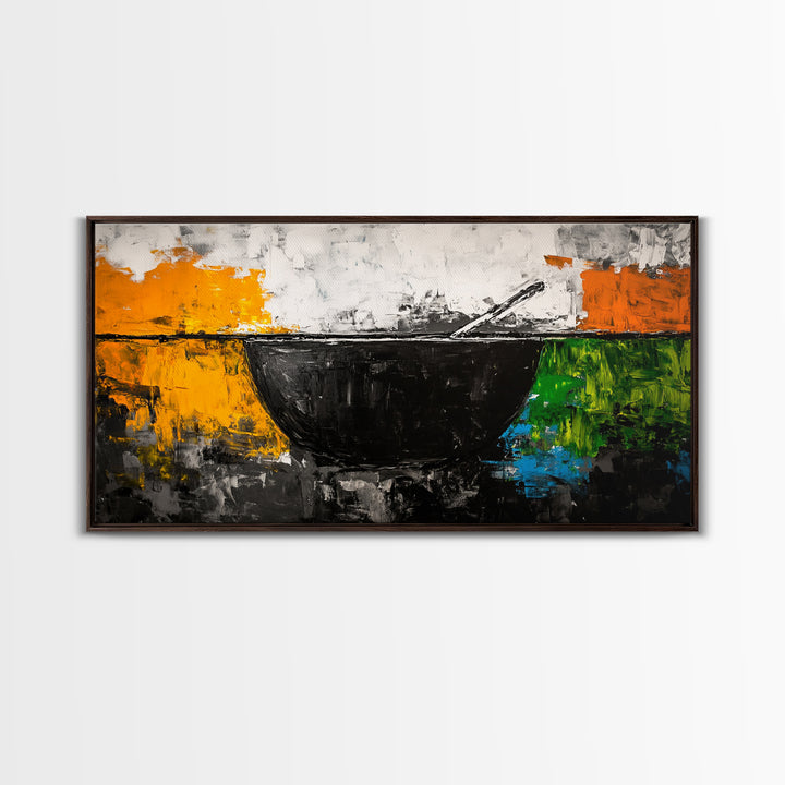 Abstract Bowl, Minimalist Kitchen Art, Modern Wall Decor, Framed Canvas Print, Contemporary Abstract Art, Dining Room Wall Art