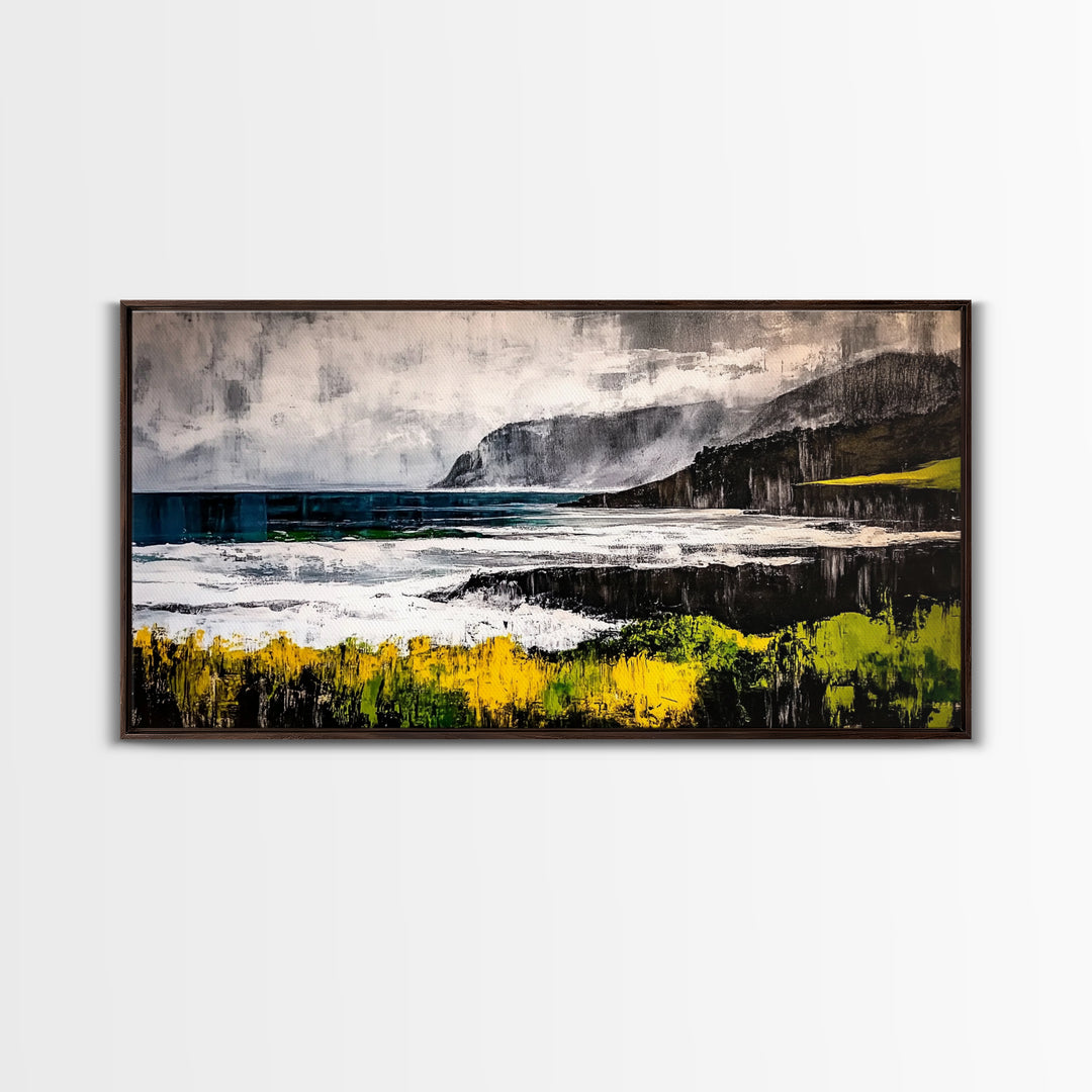 Coastal Landscape, Ocean View, Framed Canvas Print, Beach House Wall Art, Nautical Art, Minimalist Decor, Contemporary Home Art