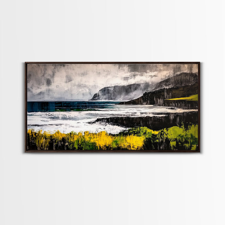 Coastal Landscape, Ocean View, Framed Canvas Print, Beach House Wall Art, Nautical Art, Minimalist Decor, Contemporary Home Art