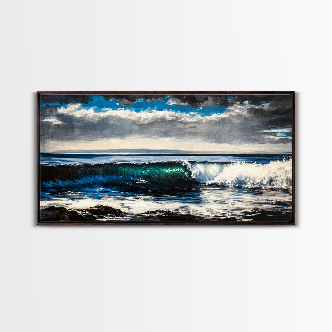 Ocean Wave, Blue Water, Seascape Painting, Canvas Print, Surf Wall Art, Beach House Decor, Coastal Living, Nautical Art, Large Wall Decor