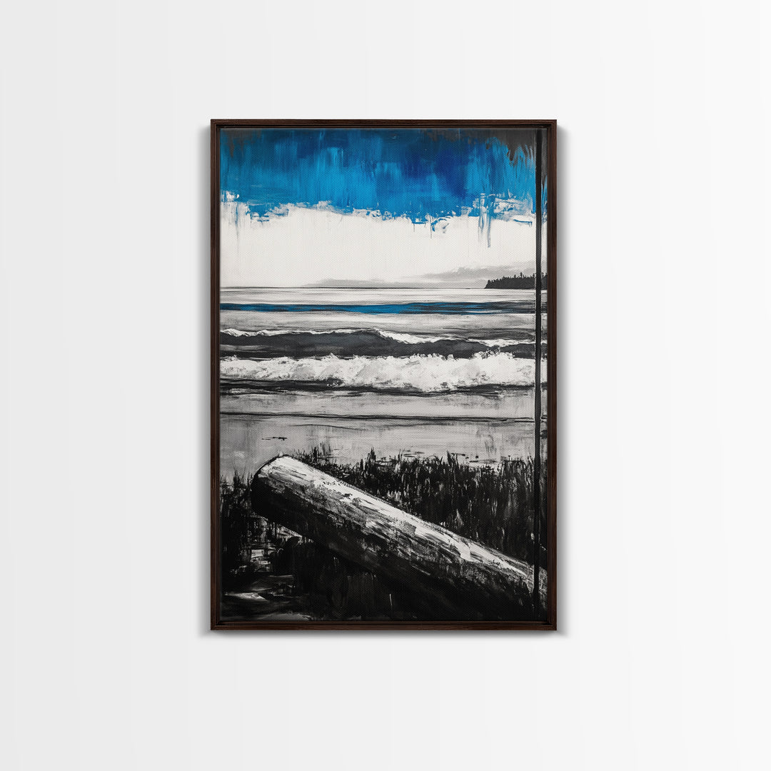 Ocean Serenity, Coastal Landscape, Nautical Wall Art, Beach House Decor, Framed Canvas Print, Living Room Wall Art, Seascape Painting