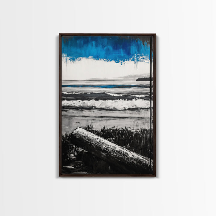 Ocean Serenity, Coastal Landscape, Nautical Wall Art, Beach House Decor, Framed Canvas Print, Living Room Wall Art, Seascape Painting