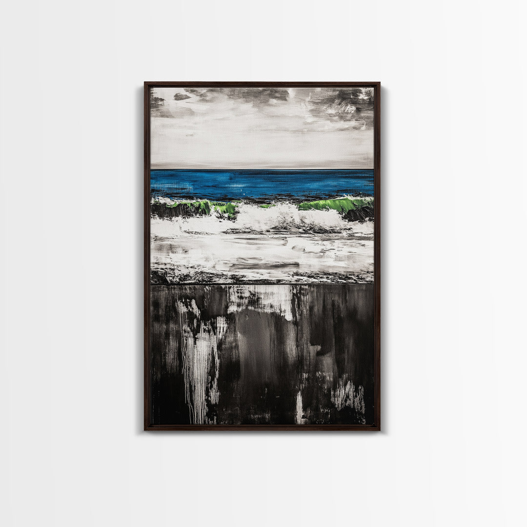Abstract River, Black and White, Nature Art, Canvas Print, Serene Landscape, Minimalist Home Decor, Modern Wall Art
