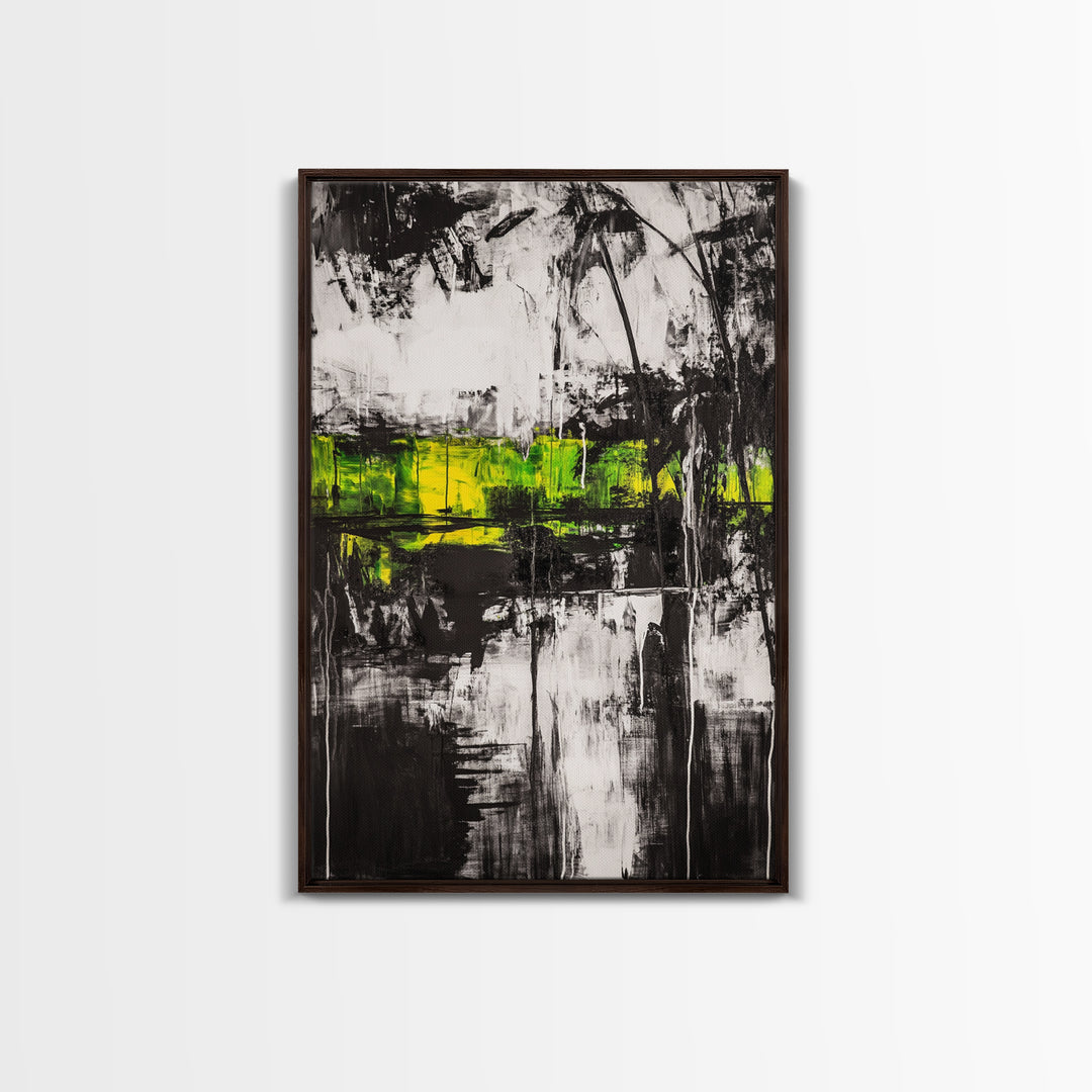 Abstract Forest, Black and White Art, Moody Nature Painting, Contemporary Wall Decor, Modern Office Art, Canvas Print