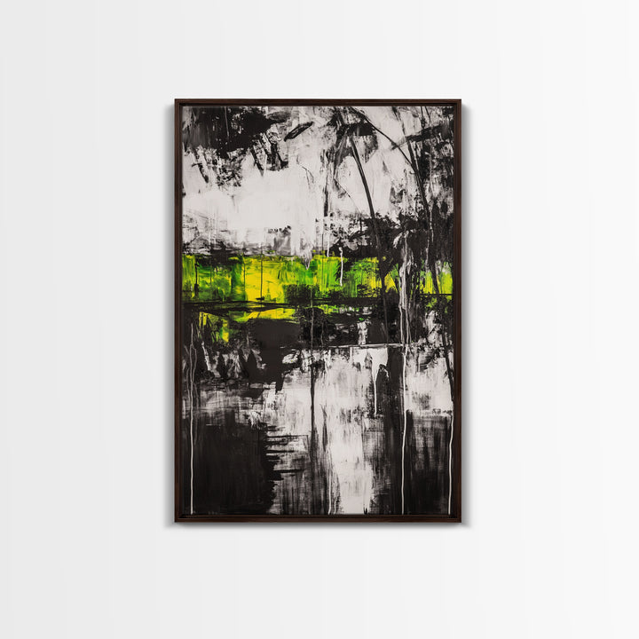 Abstract Forest, Black and White Art, Moody Nature Painting, Contemporary Wall Decor, Modern Office Art, Canvas Print