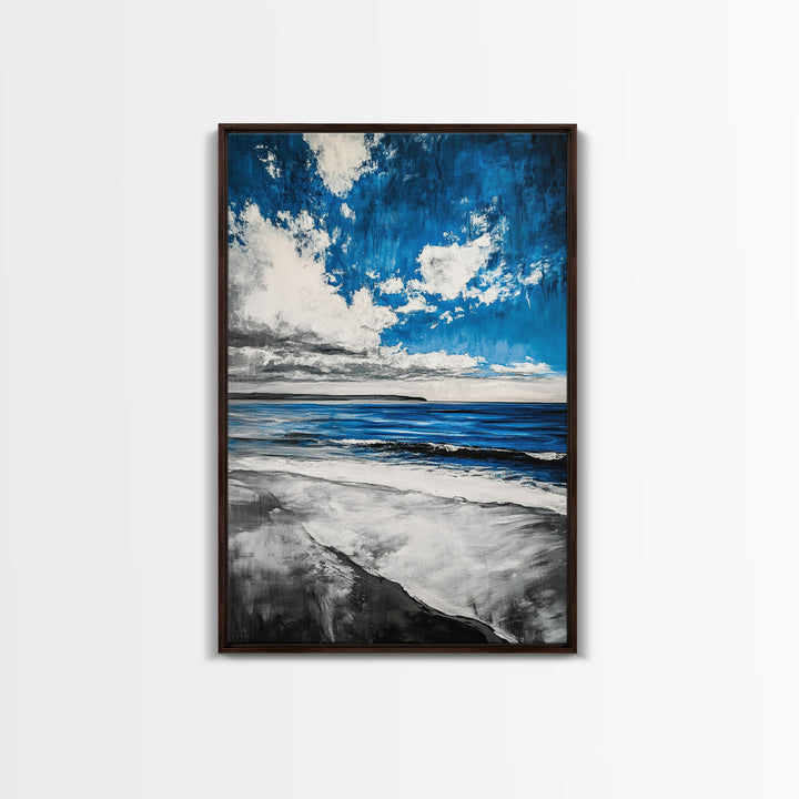 Blue Ocean, Tranquil Beach Scene, Coastal Home Decor, Seascape Wall Art, Nature Inspired, Modern Minimalist, Canvas Print