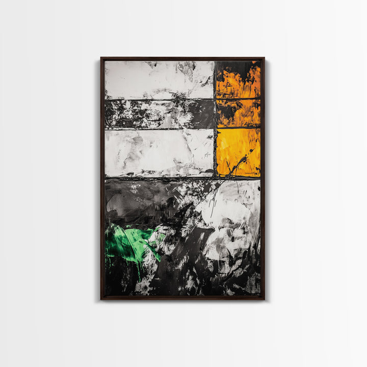Vibrant Abstract Landscape, Blue Green Art, Framed Canvas Print, Modern Wall Decor, Nature Inspired Painting, Living Room Artwork