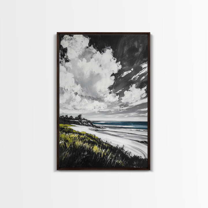 Castle View, Dramatic Seascape Art, Coastal Landscape Print, Nautical Decor, Ocean Lover Gift, Framed Canvas Print, Travel Aesthetic