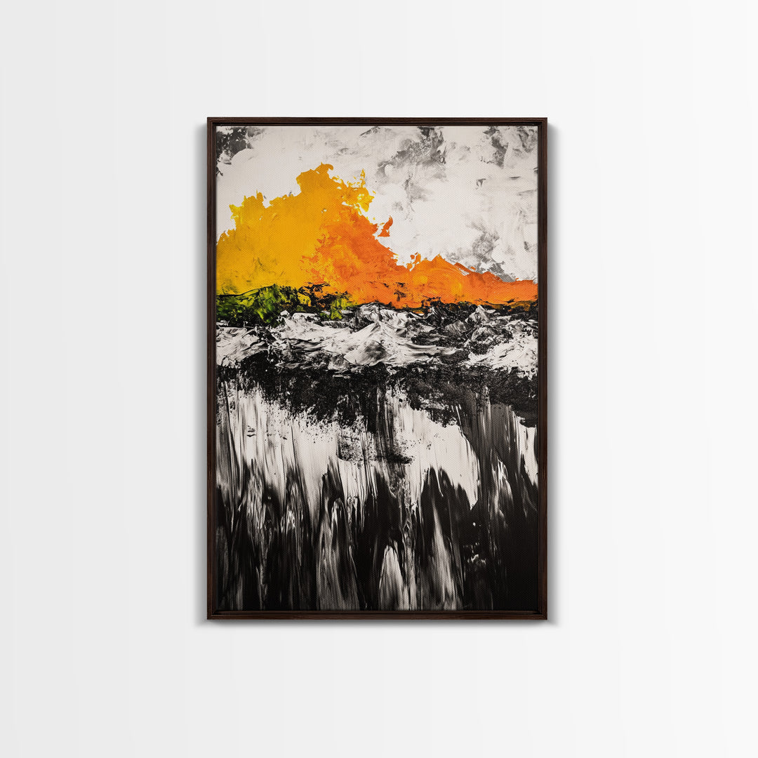 Abstract Fire, Bold Brushstrokes, Framed Canvas Print, Modern Expressionist Art, Living Room Accent, Dramatic Wall Decor, Fall Art