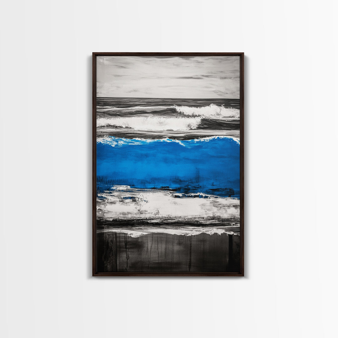 Rolling Waves, Beach Sunset, Blue Ocean, Canvas Print, Coastal Wall Art, Living Room Decor, Nautical Painting, Modern Seascape